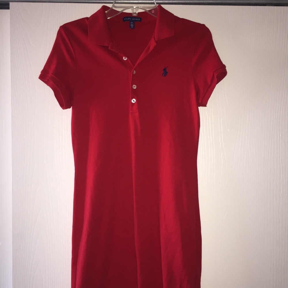 Red Ralph Lauren Polo Shirt Dress Size S